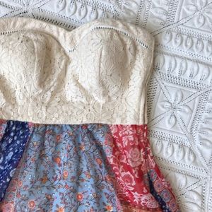 Boho strapless lace paisley dress